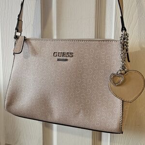 Guess Blush Pink Shoulder Bag with Heart Charm